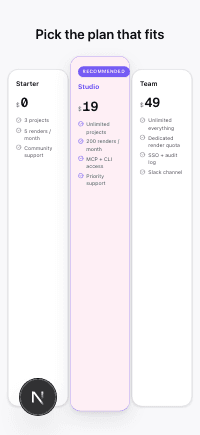 Pricing · Three tier — Pricing comparison