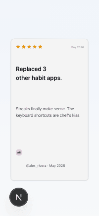 Testimonial · Quote card — App Store review card